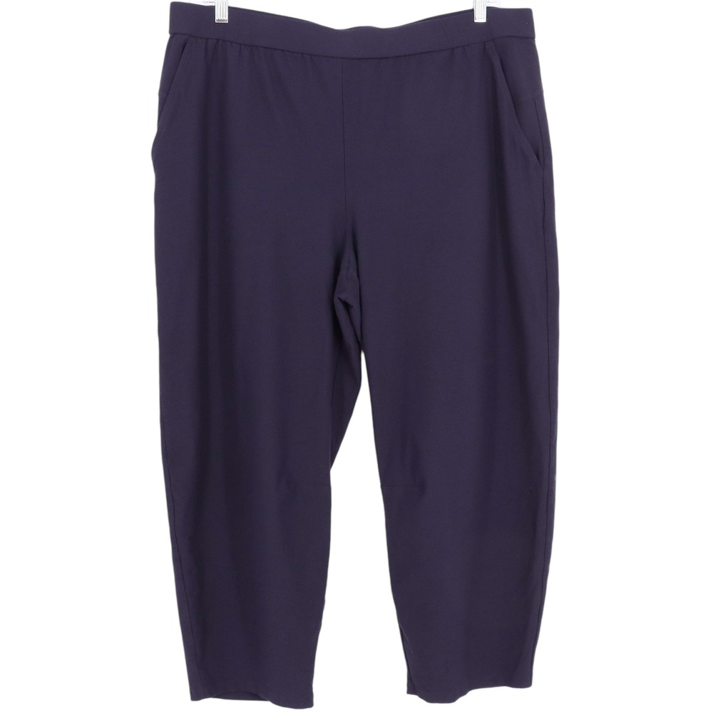 Eileen Fisher Womens 1X Navy Blue Pull On Pants Stretch Cropped Tapered Pants